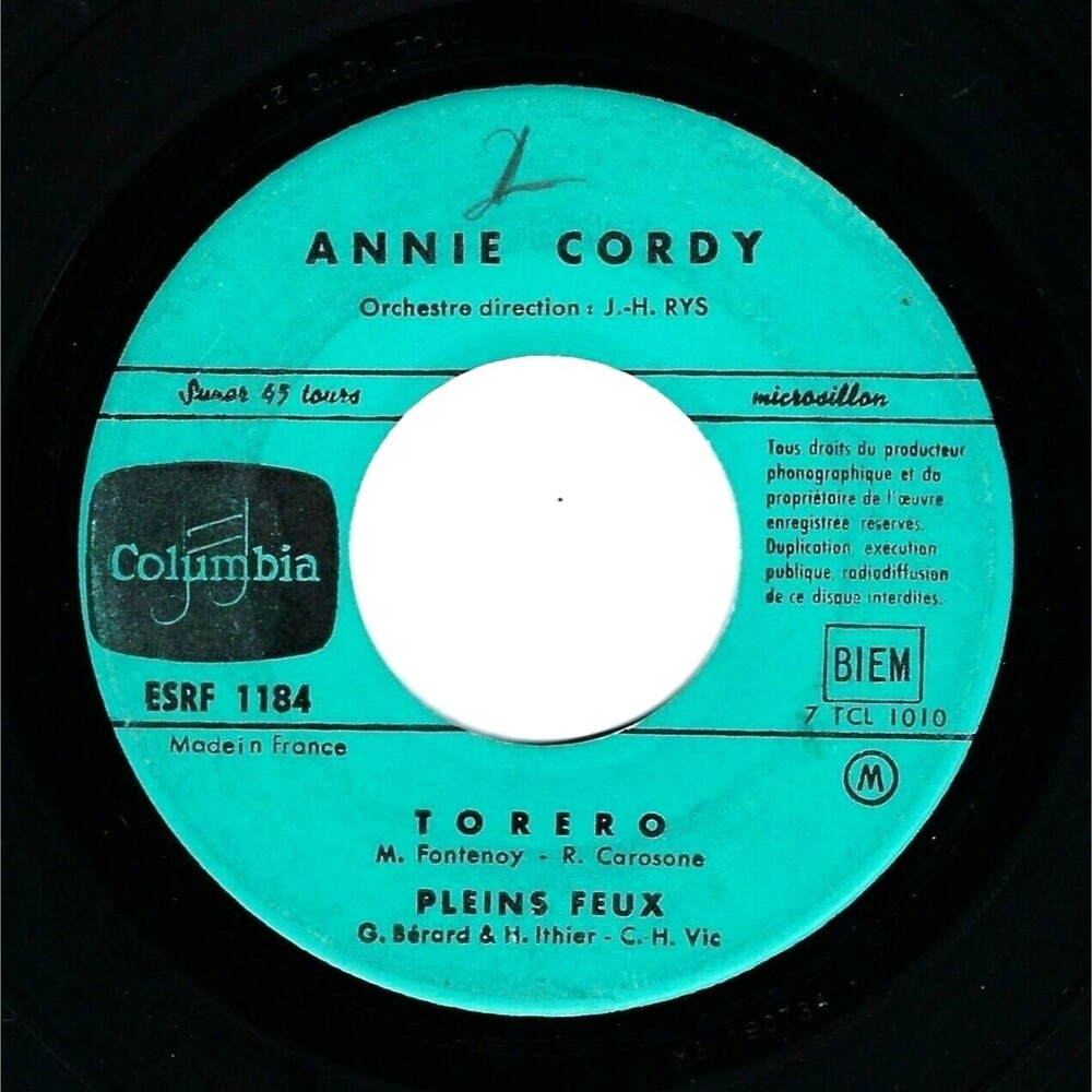 Annie Cordy 45 RPM EP "Torero" VG Columbia French Press